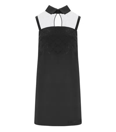 ELISABETTA FRANCHI BLACK MINI DRESS WITH RHINESTONES
