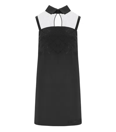 Elisabetta Franchi Black Mini Dress With Rhinestones