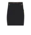 Elisabetta Franchi Black Skirt With Metallic Pendant And Patch Pockets In Fabric Woman In Black
