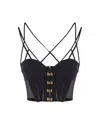 Elisabetta Franchi Top In Neoprene Con Dettagli Corsetto Nero In Black