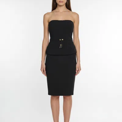 Pre-owned Elisabetta Franchi Black Nylon Blend Strapless Top And Pencil Skirt Set S