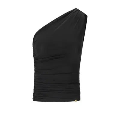 Elisabetta Franchi Black One Shoulder Top