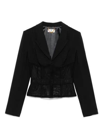 ELISABETTA FRANCHI BLACK PANELLED BLAZER