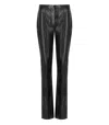 Elisabetta Franchi High Waisted Flared Trousers With Crocodile Effect In Black