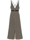 Elisabetta Franchi Black Diamond Print Georgette Jumpsuit In Black