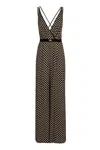 Elisabetta Franchi Black Pattern Jumpsuit With Rear Crossover Neck In Black