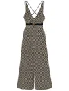 Elisabetta Franchi Black Pattern Jumpsuit With Rear Crossover Neck In Multicolour