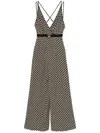 Elisabetta Franchi Black Pattern Jumpsuit With Rear Crossover Neck In Multicolour