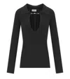 Elisabetta Franchi Ribbed Sweater With Chain Detail In Black