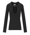 Elisabetta Franchi Ribbed Sweater With Chain Detail In Black