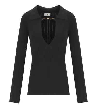 Elisabetta Franchi Black Polo Sweater
