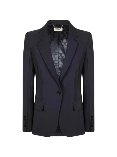 Elisabetta Franchi Black Polyester Blazer In Blue