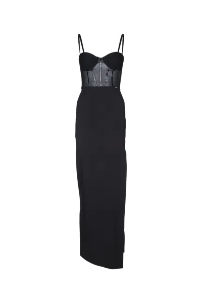 Elisabetta Franchi Long Dress Spaghetti Straps In Black