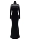 Elisabetta Franchi Red Carpet Dress In Velvet And Jersey In Black