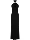 Elisabetta Franchi Black Red Carpet Long Viscose Dress In Black