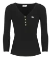 Elisabetta Franchi Fitted Black Ribbed Top In Black