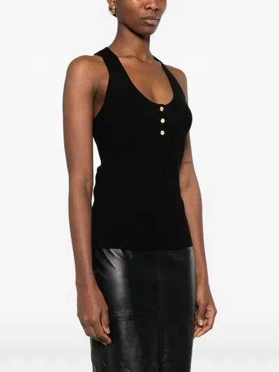 Elisabetta Franchi Black Ribbed Tank Top