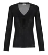 Elisabetta Franchi Black Ribbed Top In Black
