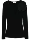 Elisabetta Franchi Gerippter Pullover Mit Blumendetail In Black