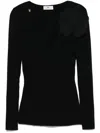 Elisabetta Franchi Gerippter Pullover Mit Blumendetail In Black