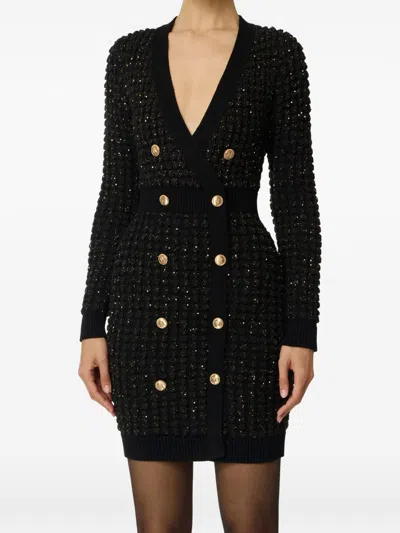 Elisabetta Franchi Black Ribbed Trim Dress