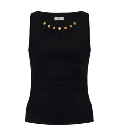 Elisabetta Franchi Black Round Neck Sleeveless Top