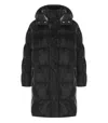 Elisabetta Franchi Black Satin Hooded Padded Coat