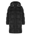 Elisabetta Franchi Black Satin Hooded Padded Coat