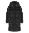 Elisabetta Franchi Black Satin Hooded Padded Coat