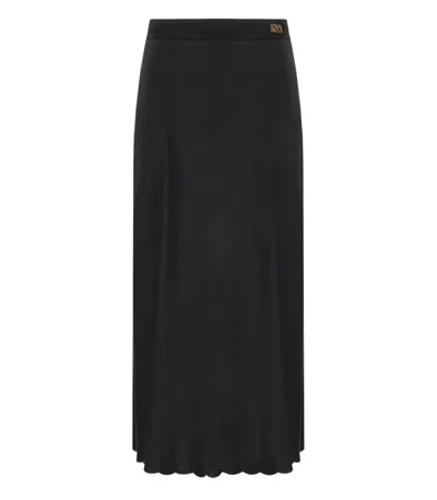 ELISABETTA FRANCHI ELISABETTA FRANCHI BLACK SATIN MIDI SKIRT