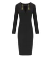 Elisabetta Franchi Black Sheat Dress With Tassels In Black