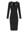 Elisabetta Franchi Black Sheat Dress With Tassels In Black