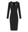 Elisabetta Franchi Black Sheat Dress With Tassels In Black