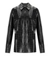 Elisabetta Franchi Crocodile-embossed Glossy Black Shirt In Black