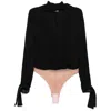 Elisabetta Franchi Tie-neck Bodysuit-style Blouse In Georgette Fabric With Embroideries