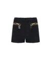 Elisabetta Franchi Tweed Shorts With Logo Chain In Black