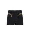 Elisabetta Franchi Tweed Shorts With Logo Chain In Black