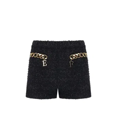 ELISABETTA FRANCHI ELISABETTA FRANCHI BLACK SHORTS WITH CHAIN