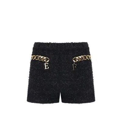 ELISABETTA FRANCHI ELISABETTA FRANCHI BLACK SHORTS WITH CHAIN