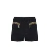 Elisabetta Franchi Tweed Shorts With Logo Chain In Black