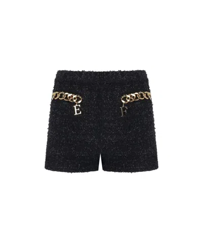 ELISABETTA FRANCHI ELISABETTA FRANCHI BLACK SHORTS WITH CHAIN