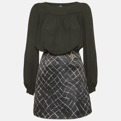Pre-owned Elisabetta Franchi Black Silk And Satin Detachable Dress S