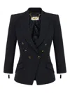 Elisabetta Franchi Tailored Blazer With Padded Shoulders And Peak Lapels In Black