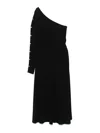 Elisabetta Franchi Black Single-shoulder Midi Dress In Black