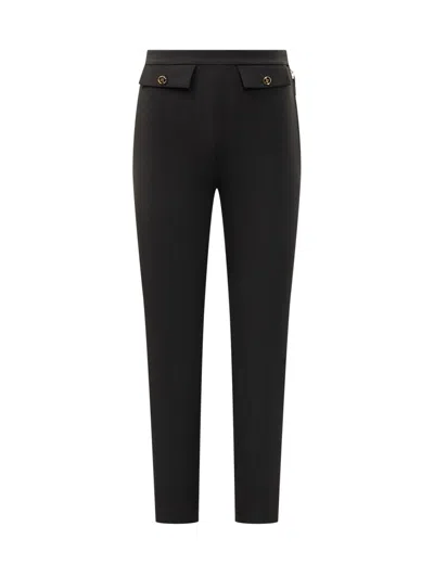 Elisabetta Franchi Black Skinny Flat Front Pants