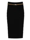 Elisabetta Franchi Black Diamond Knit Skirt With Jewel Detail In Black
