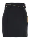 Elisabetta Franchi Black Skirt With Metallic Pendant And Patch Pockets In Fabric Woman In Black