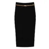 Elisabetta Franchi Black Diamond Knit Skirt With Jewel Detail In Black