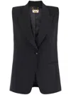Elisabetta Franchi Blanded Wool Vest In Black In Black