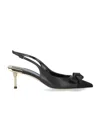 Elisabetta Franchi Women's Nappa Leather Slingback With Satin Bow Sandal In Black